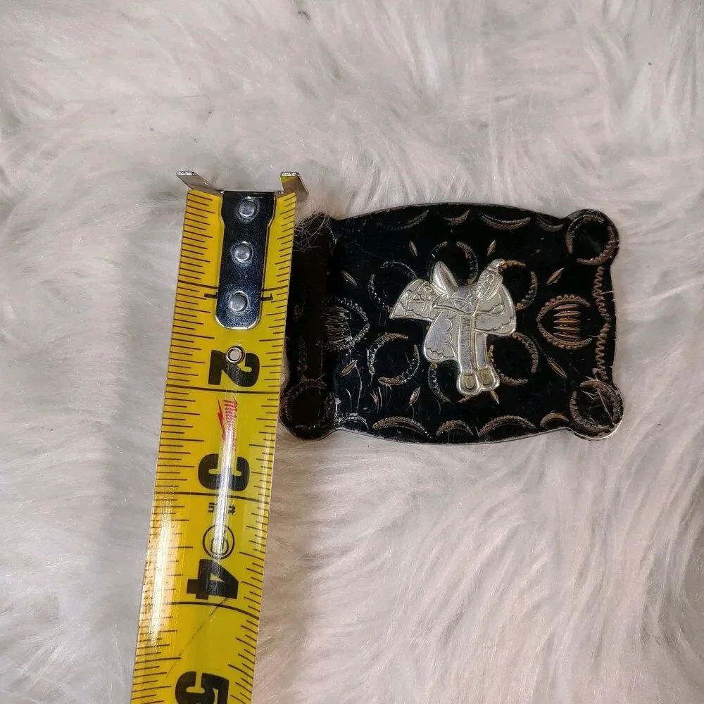 Country Western Cowboy Cowgirl Saddle Belt Buckle Etched Design VTG/YT1
